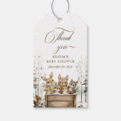 Étiquettes-cadeau Fête de Bébé Animaux de la Forêt en Hiver (Devant)