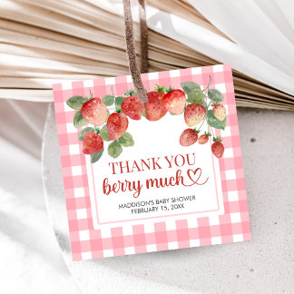 Étiquettes Cadeau Fête de bébé aux fraises douce comme un Berry
