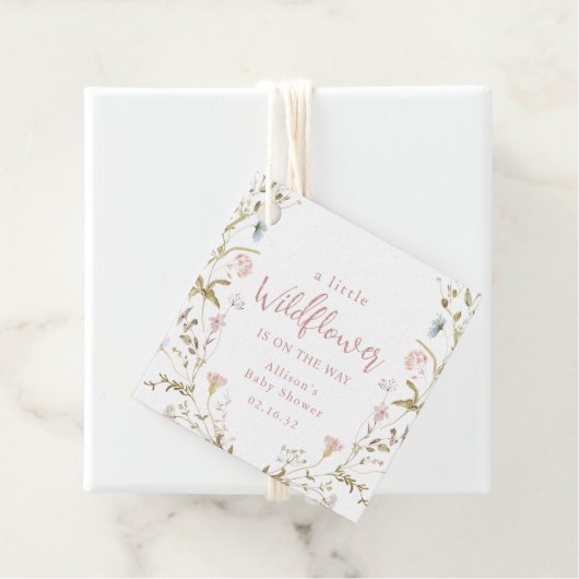 Étiquettes Cadeau Fête de bébé Bohème Rustique Fleur Sauvage Rose  (En situation)
