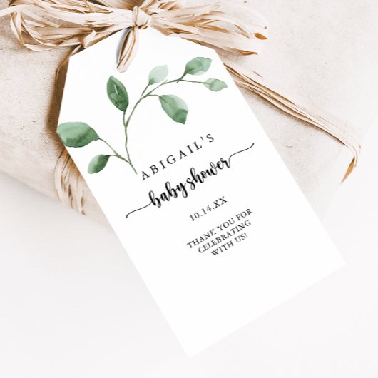 Étiquettes-cadeau Fête de bébé Eucalyptus Délice Vert