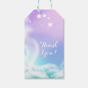 Étiquettes-cadeau Fête de Bébé Nuages Étincelants Rose Violet Fantai