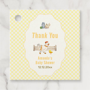 Étiquettes Cadeau Fête de bébé Poussin Frais de la Ferme à carreaux