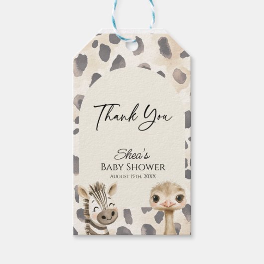 Étiquettes-cadeau Fête de Bébé Safari Wild One (Devant)