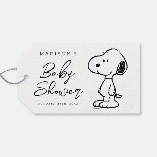 Étiquettes-cadeau Fête de bébé Snoopy et ballons (Dos (Horizontal))