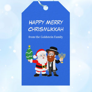 Étiquettes-cadeau Fête de Chrismukkah : le Père Noël rencontre la so