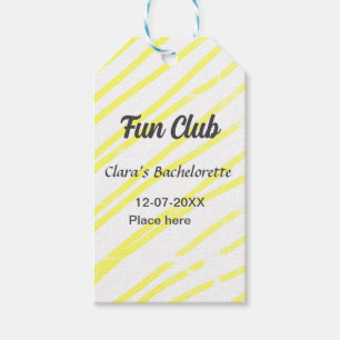 Étiquettes-cadeau Fête de club de célibataire lignes jaunes arrière-