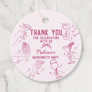 Étiquettes Cadeau Fête de Cocktail Rose pour la Future Mariée Desser