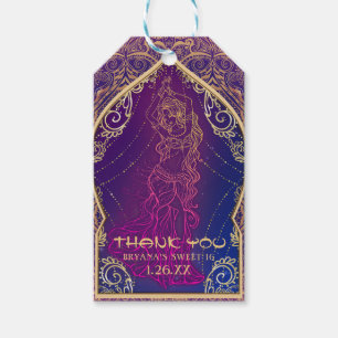 Étiquettes-cadeau Fête de danse du ventre marocaine arabe Purple & G