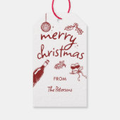 Étiquettes-cadeau Fête de Dégustation de Vin Noël Dessinée à la Main (Dos)