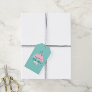 Étiquettes-cadeau Fête de douche Teal Blue et Rose Sprinkle Love