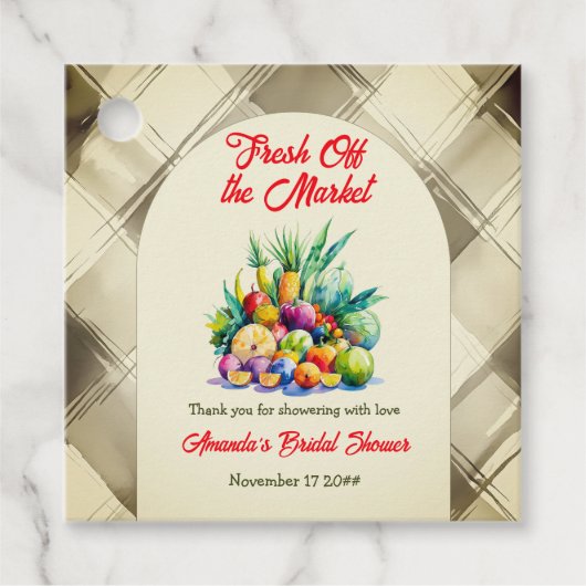 Étiquettes Cadeau Fête de fiançailles aux fruits frais rustiques tou (Devant)
