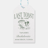 Étiquettes-cadeau Fête de Fiançailles Côtière Cocktail Vert (Dos)