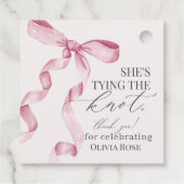 Étiquettes Cadeau Fête de Fiançailles de Pink Bow Tying the Knot (Dos)