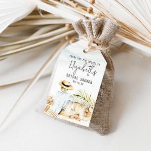 Étiquettes-cadeau Fête de fiançailles sur la plage tropicale