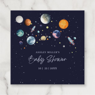 Étiquettes Cadeau Fête de Filleul Garçon Baby Shower Espace Galaxie