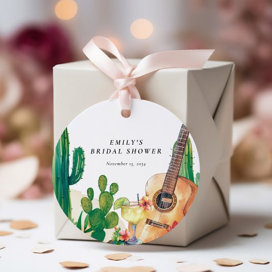 Étiquettes Cadeau Fête de Fleurs de Cactus de Mariage