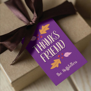 Étiquettes-cadeau Fête de Friendsgiving Violet et Or