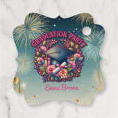 Étiquettes Cadeau Fête de graduation Floral (Dos)