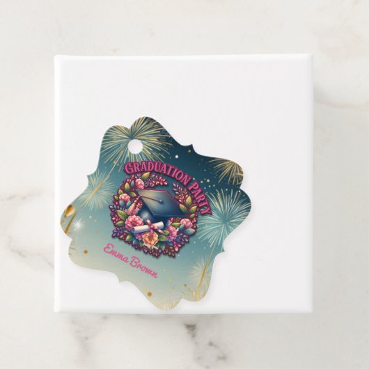 Étiquettes Cadeau Fête de graduation Floral (En situation)