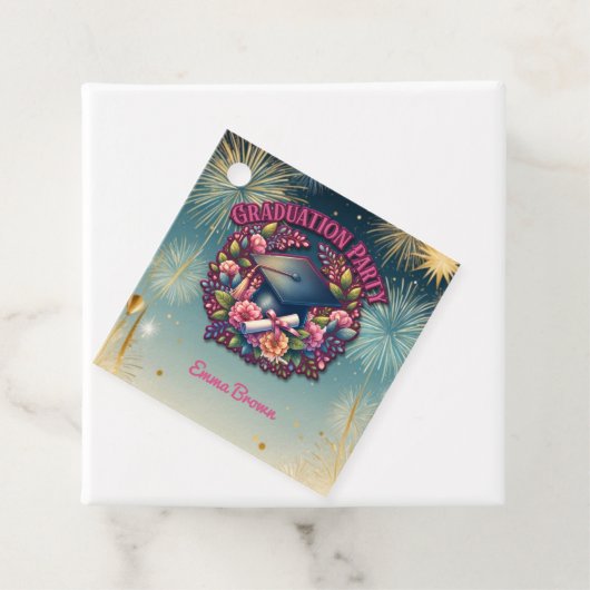 Étiquettes Cadeau Fête de graduation Floral (En situation)