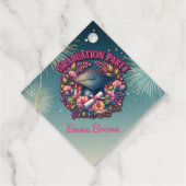 Étiquettes Cadeau Fête de graduation Floral (Dos)