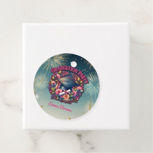 Étiquettes Cadeau Fête de graduation Floral (En situation)