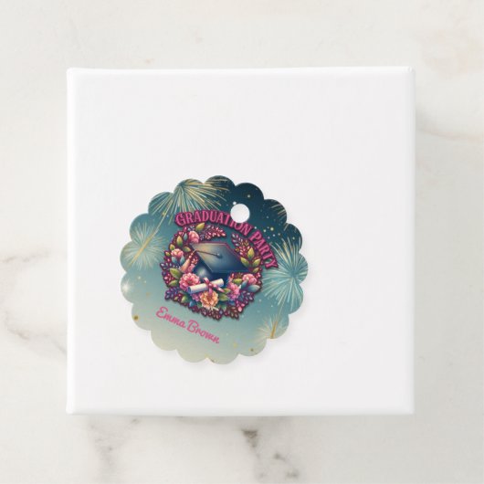 Étiquettes Cadeau Fête de graduation Floral (En situation)