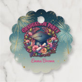 Étiquettes Cadeau Fête de graduation Floral (Dos)
