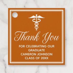 Étiquettes Cadeau Fête de graduation Médicale Orange personnalisée