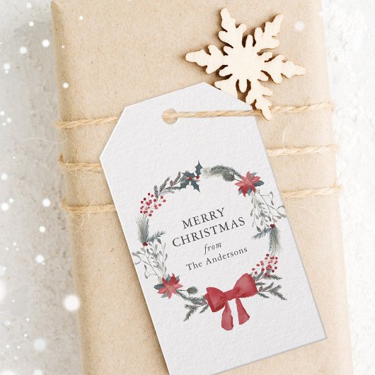 Étiquettes-cadeau Fête de la couronne de Noël rustique