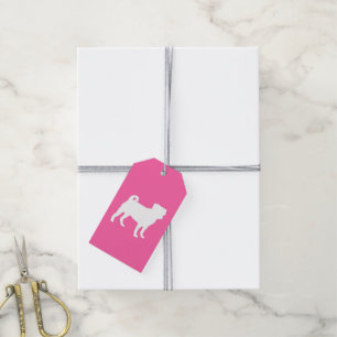 Étiquettes-cadeau Fête de la fête du chien Carlin rose