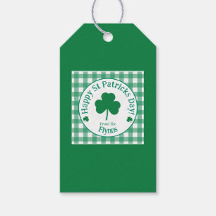 Étiquettes-cadeau Fête de la Saint-Patrick NOM Trèfle Irlandais Vert