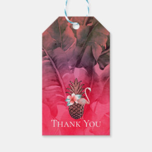 Étiquettes-cadeau Fête de luau de l'ananas de paillettes tropicales