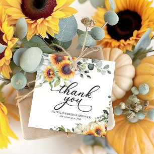 Étiquettes Cadeau Fête de mariage avec tournesols d'automne et citro