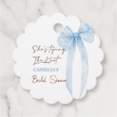 Étiquettes Cadeau Fête de mariage avec un nœud bleu (Devant)