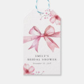 Étiquettes-cadeau Fête de mariage avec un nœud papillon rose (Devant)