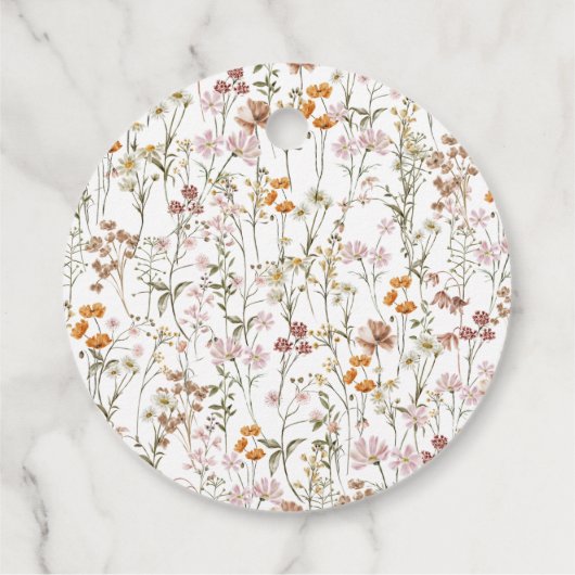 Étiquettes Cadeau Fête de Mariage Bohème Fleur Sauvage dans un Jardi (Dos)