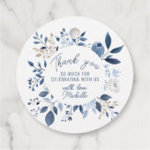 Étiquettes Cadeau Fête de mariage bohème fleurs aquarelle bleu pouss (Dos)