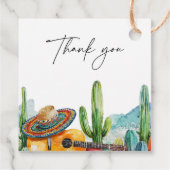 Étiquettes Cadeau Fête de mariage cactus mexicain à l'aquarelle (Dos)