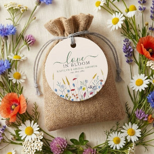 Étiquettes Cadeau Fête de mariage champ de fleurs sauvages Amour en