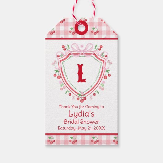 Étiquettes-cadeau Fête de mariage Coquette Cherry Monogame (Devant)
