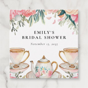 Étiquettes Cadeau Fête de mariage élégante et florale avec thé