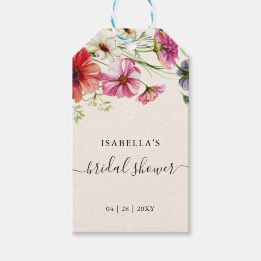 Étiquettes-cadeau Fête de mariage floral aquarelle (Devant)