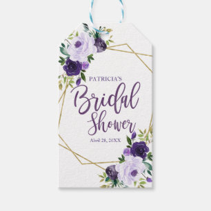 Étiquettes-cadeau Fête de mariage floral aquarelle or pourpre