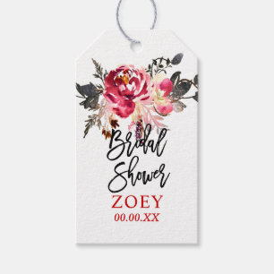 Étiquettes-cadeau Fête de mariage floral aquarelle PixDezines
