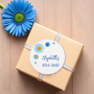 Étiquettes Cadeau Fête de mariage floral aux pâquerettes bleues