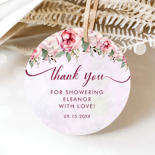 Étiquettes Cadeau Fête de mariage floral rose 