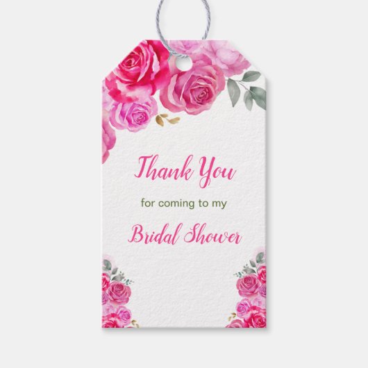 Étiquettes-cadeau Fête de mariage Floral Rose Chaud (Devant)