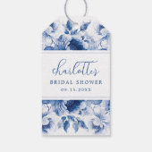 Étiquettes-cadeau Fête de mariage florale bleue (Dos)