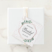Étiquettes Cadeau Fête de mariage géométrique à l'eucalyptus avec fe (En situation)